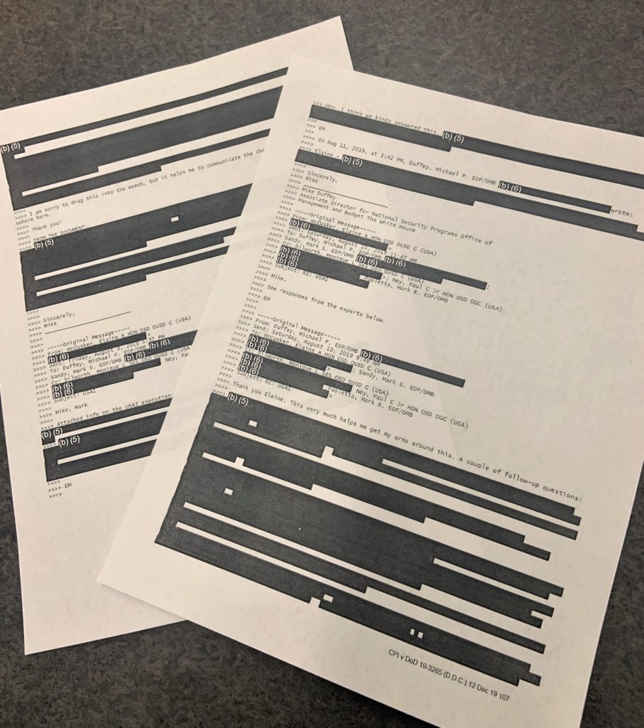 Center for Public Integrity challenges Trump administration on Ukraine document redactions