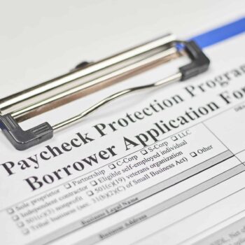 Paycheck Protection Program Borrower Application Form with no data filed in