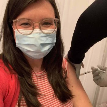 Liz Essley Whyte, who is pregnant, gets the COVID-19 vaccine.