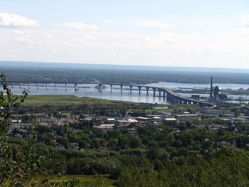 The Bong Memorial Bridge between Minnesota and Wisconsin.
