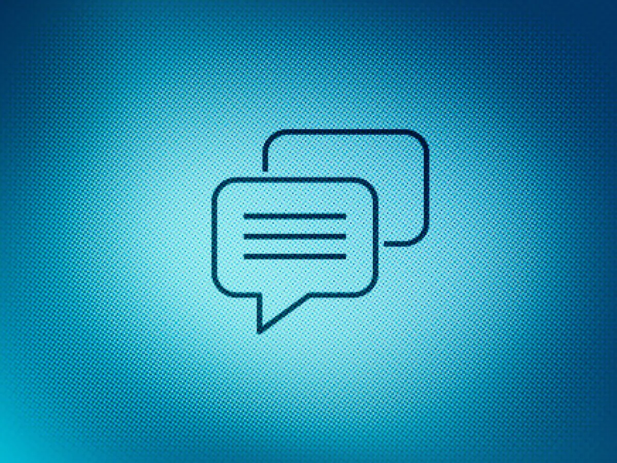 Illustration of a close-up of speech bubbles on screen with a blue background.
